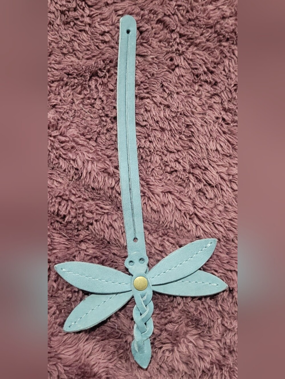 Portland Leather Goods Aqua Blue Leather Dragonfly Bag Charm
